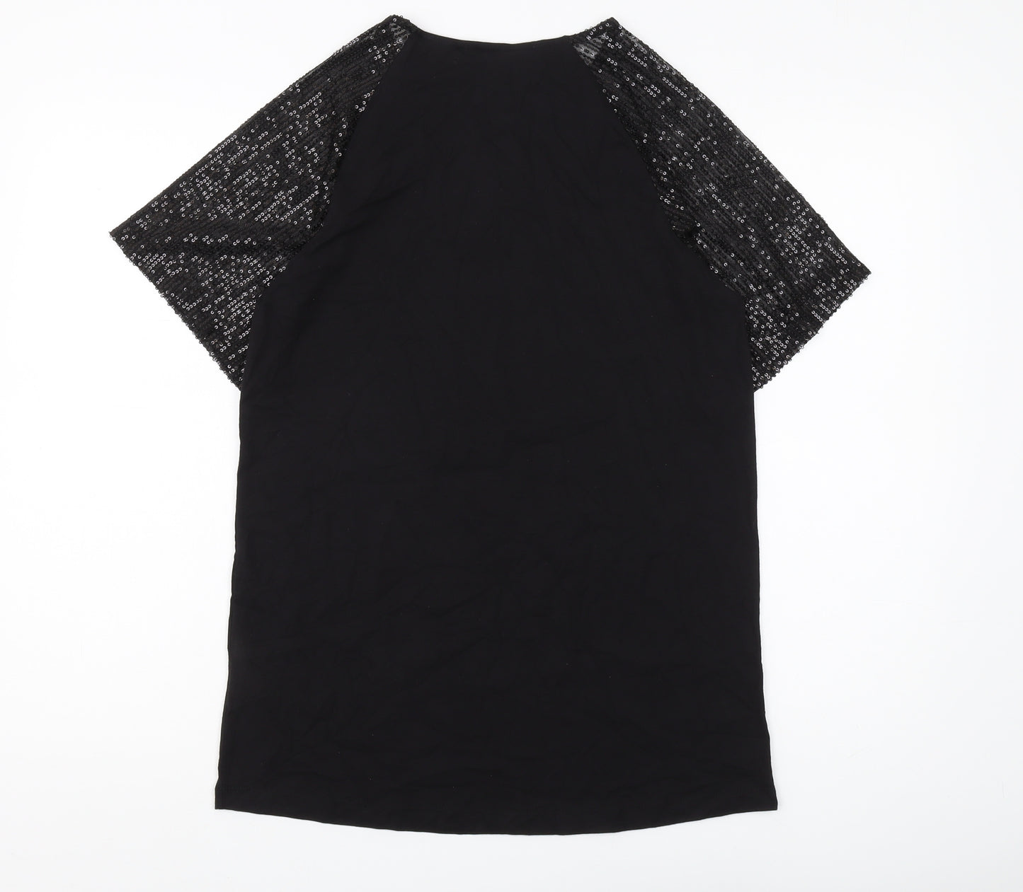 Lipsy Women's Black Sequin T-Shirt UK 6