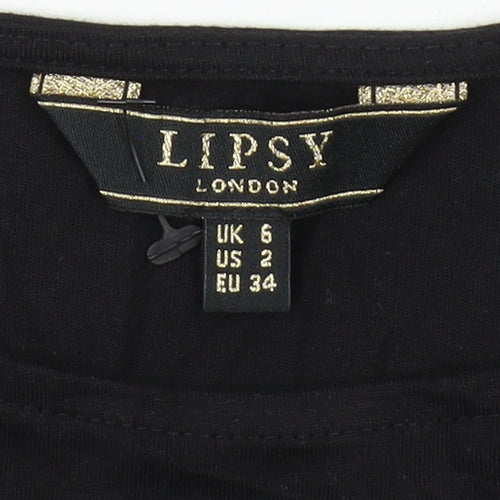 Lipsy Women's Black Sequin T-Shirt UK 6