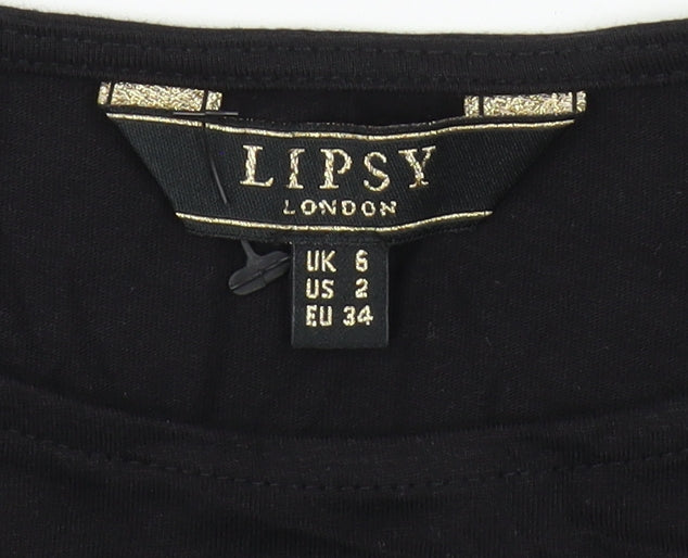Lipsy Women's Black Sequin T-Shirt UK 6
