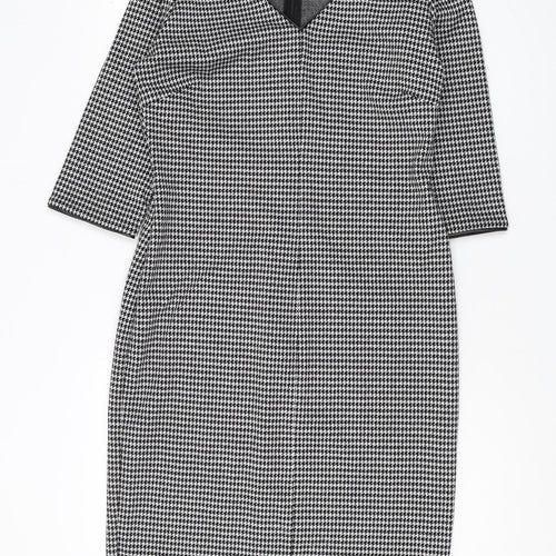 Oui Women's Black Houndstooth Pencil Dress Size 12
