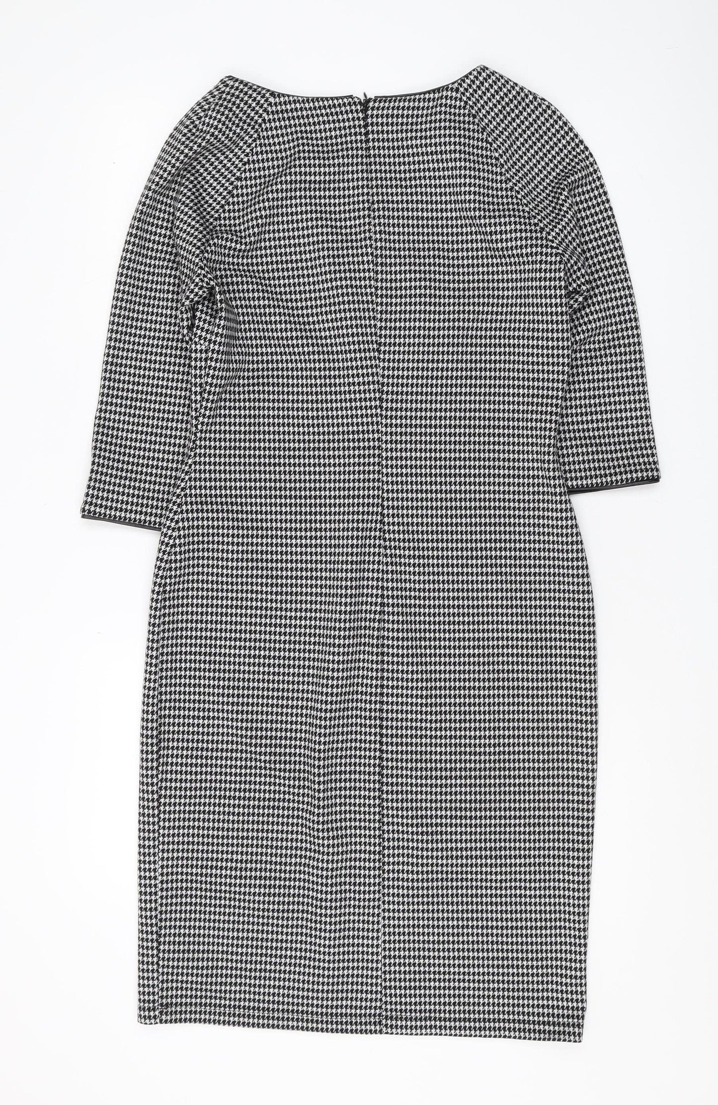 Oui Women's Black Houndstooth Pencil Dress Size 12