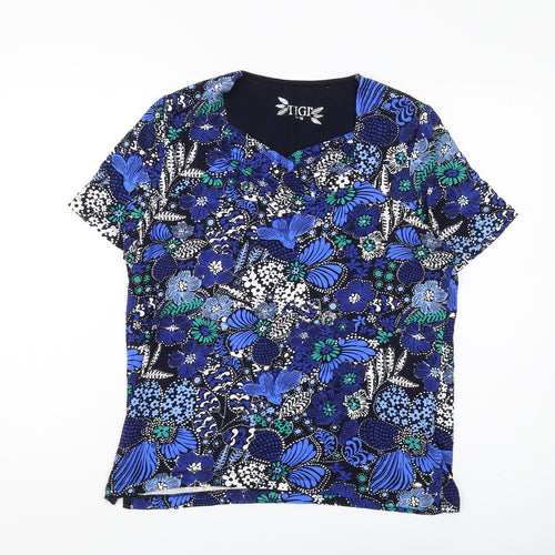 TIGI Unisex Blue Floral Relaxed T-Shirt Size 16