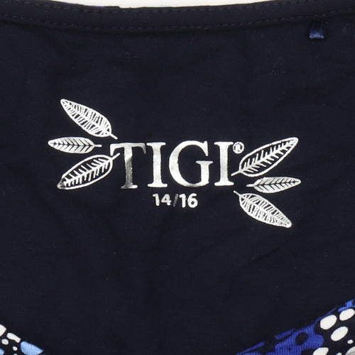 TIGI Unisex Blue Floral Relaxed T-Shirt Size 16