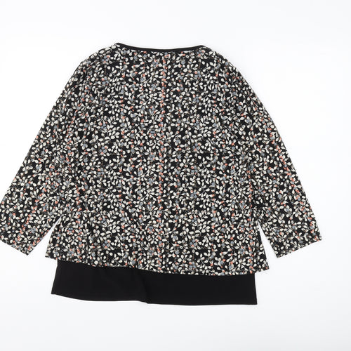 Classic Women's Black Floral Tunic Blouse Size 12