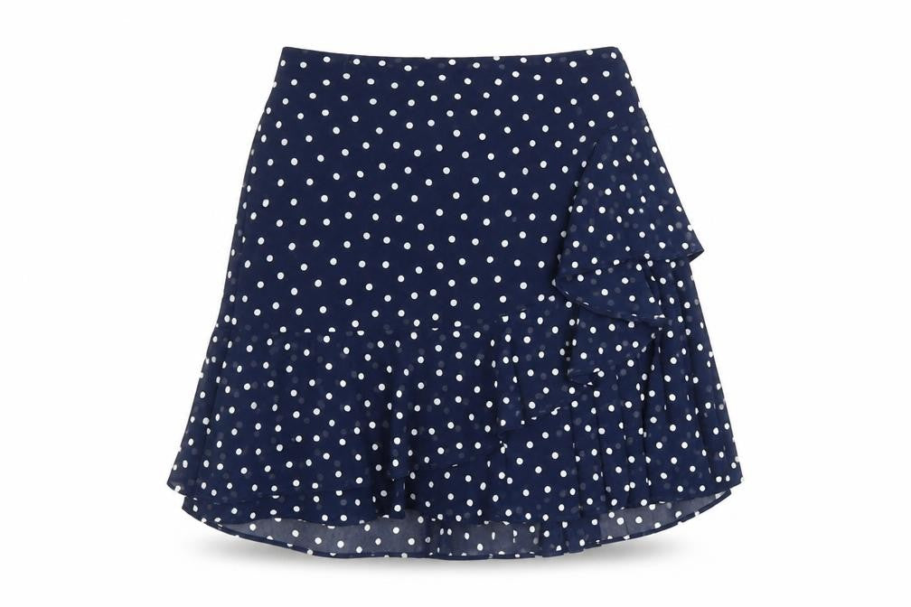 Front view of Marks & Spencer Women's Blue Polka Dot Wrap Skirt