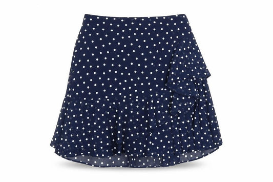 Front view of Marks & Spencer Women's Blue Polka Dot Wrap Skirt