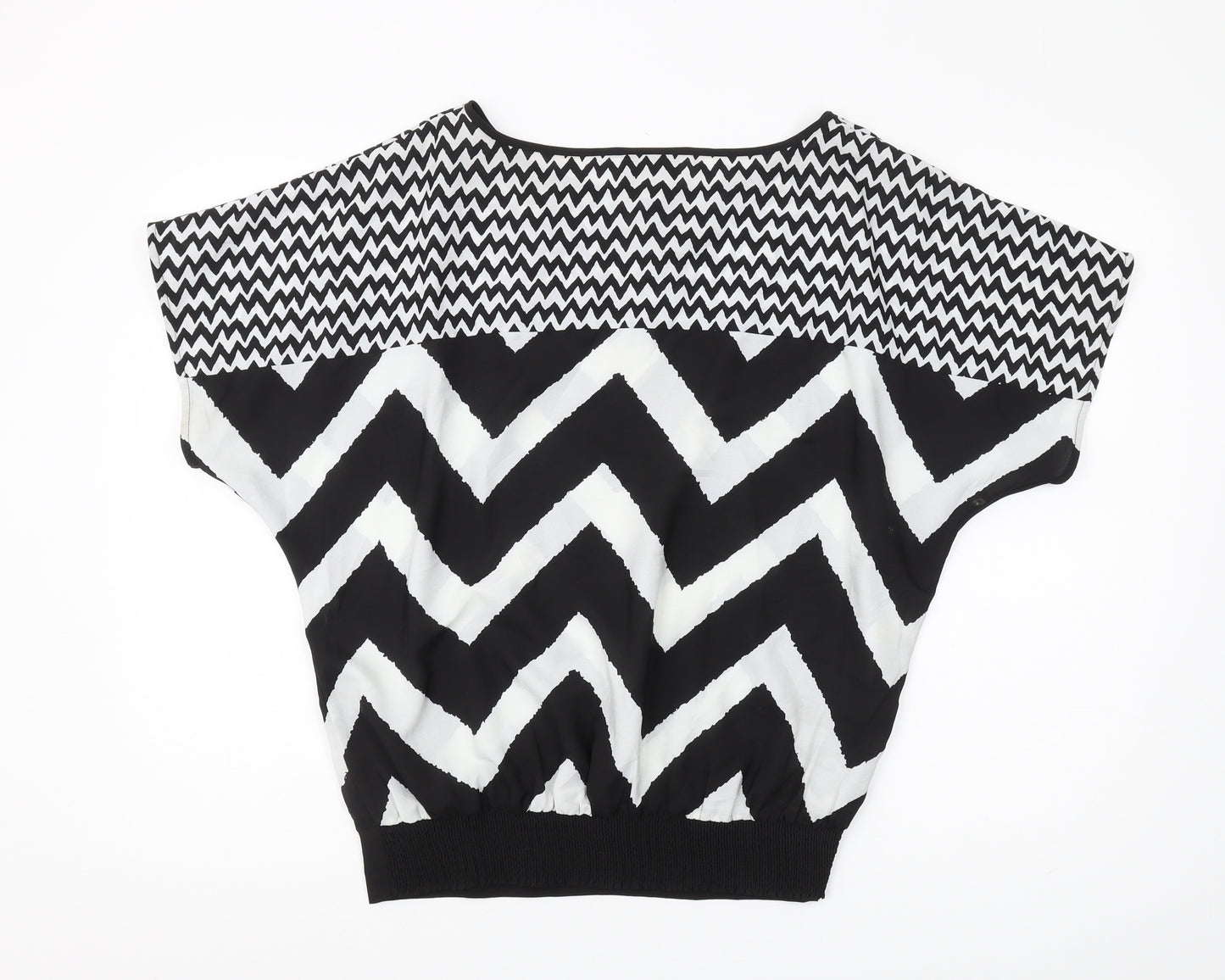 eci New York Women's Black Geometric Pattern Tee L