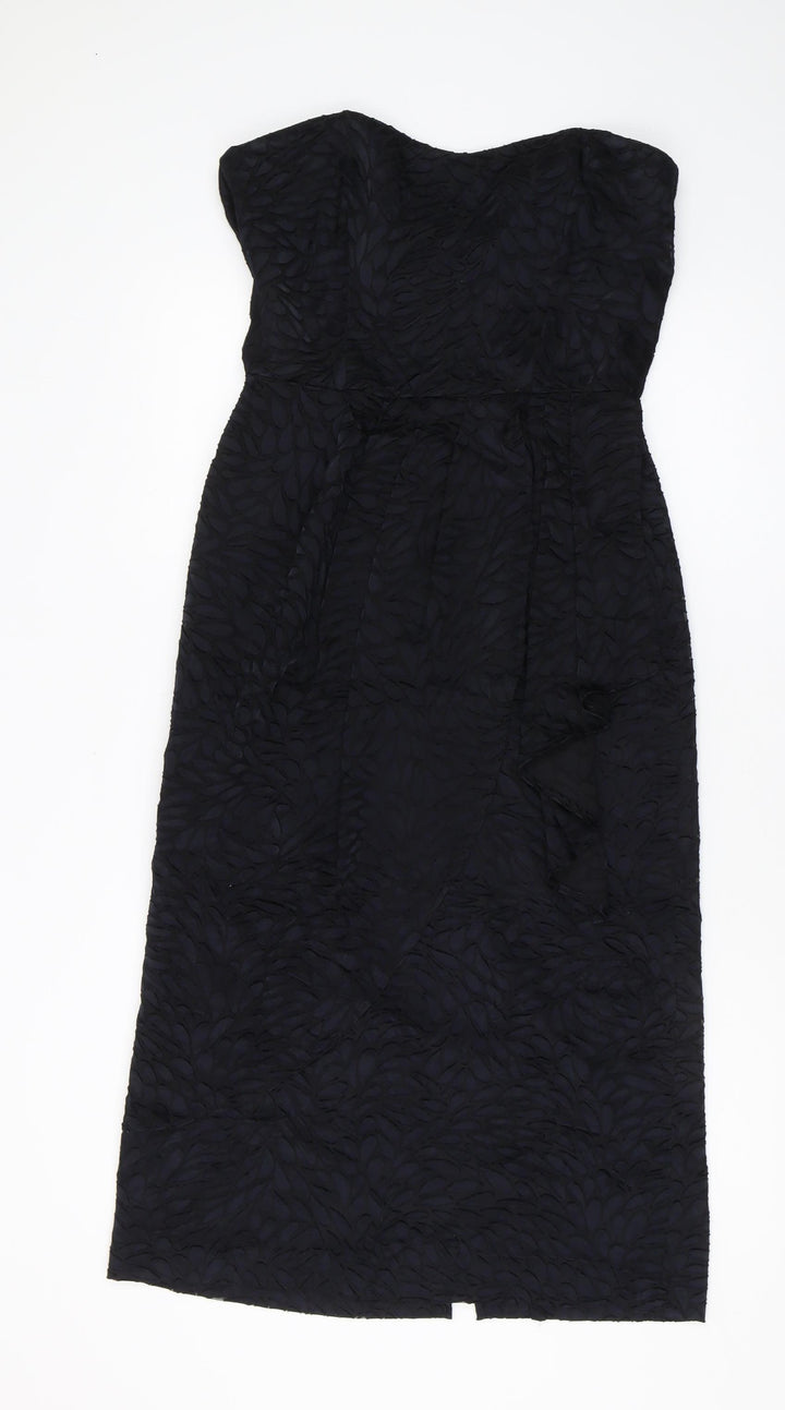 Principles Black Midi Strapless Dress, Size 14, Women's