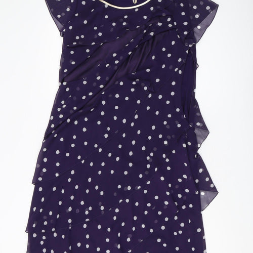 Jacques Vert Women’s Purple Polka Dot Shift Dress, Size 10