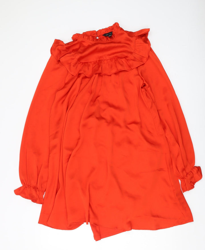 New Look Women's Red Short Ruffle Dress UK 16