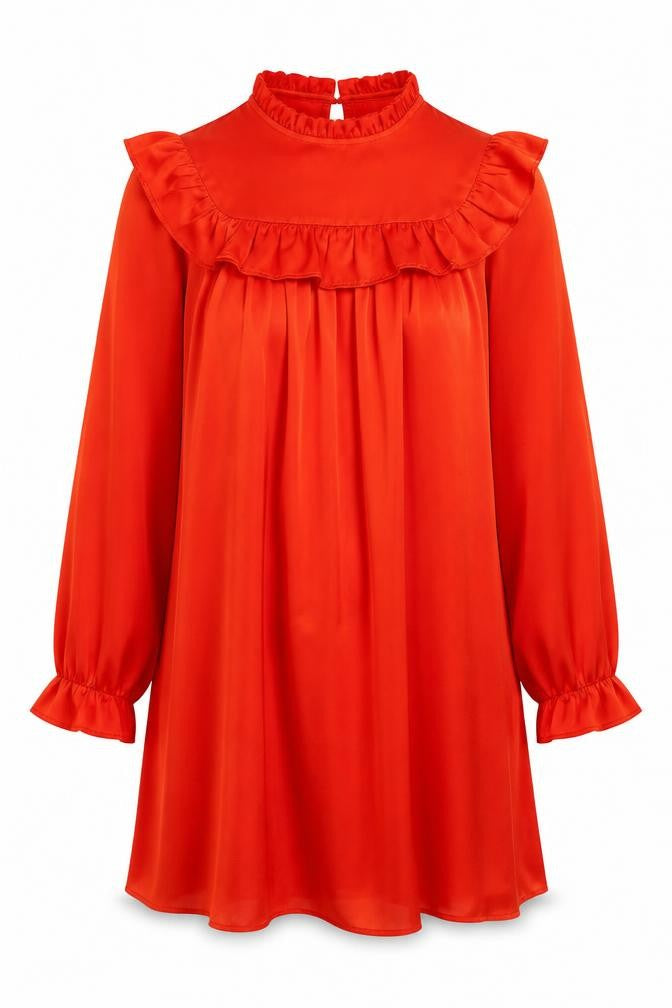 New Look Women's Red Short Ruffle Dress UK 16