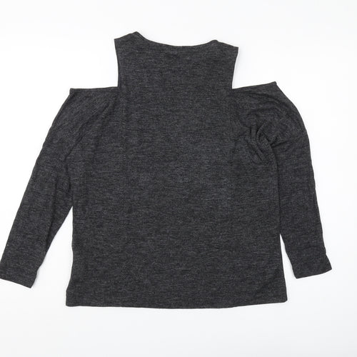 Zara Womens Black Cold Shoulder Blouse Size 10