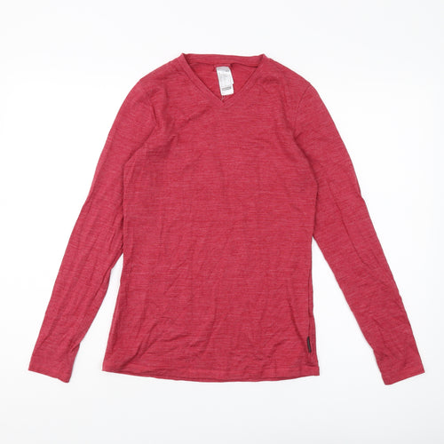 Decathlon Women's Red V-Neck Long Sleeve T-Shirt Size S