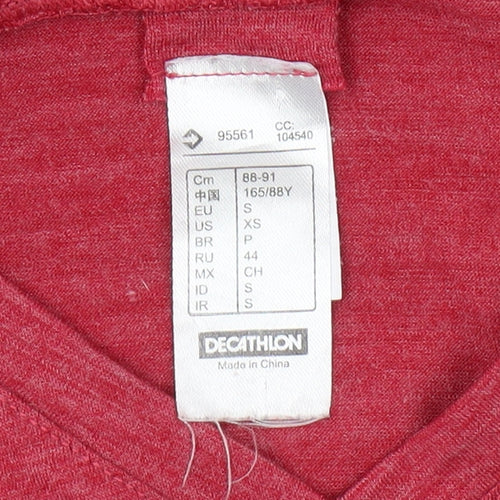 Decathlon Women's Red V-Neck Long Sleeve T-Shirt Size S