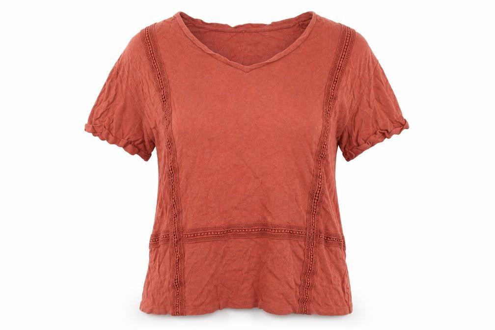 Front view of Long Tall Sally Women's Red Basic T-Shirt, size M