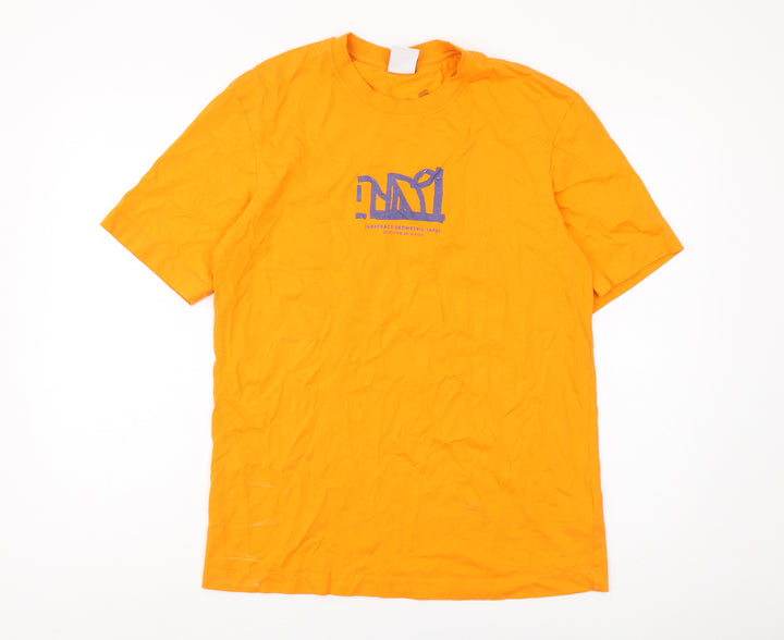 Zara Men's Orange Art Theme Regular Fit T-Shirt M