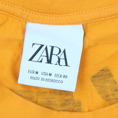 Zara Men's Orange Art Theme Regular Fit T-Shirt M