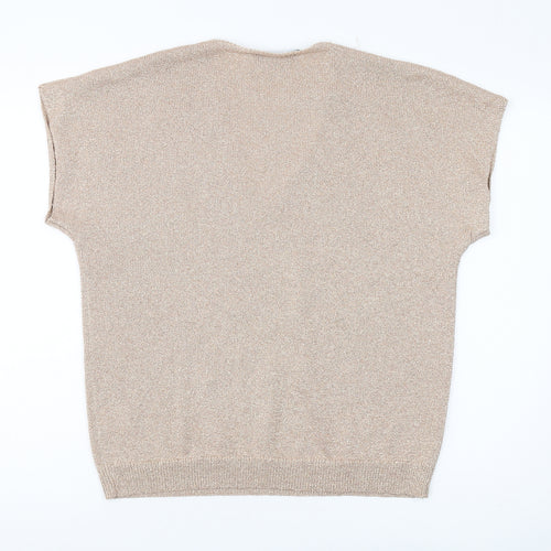 SOSANDAR Women's Beige Sleeveless V-Neck Pullover Jumper