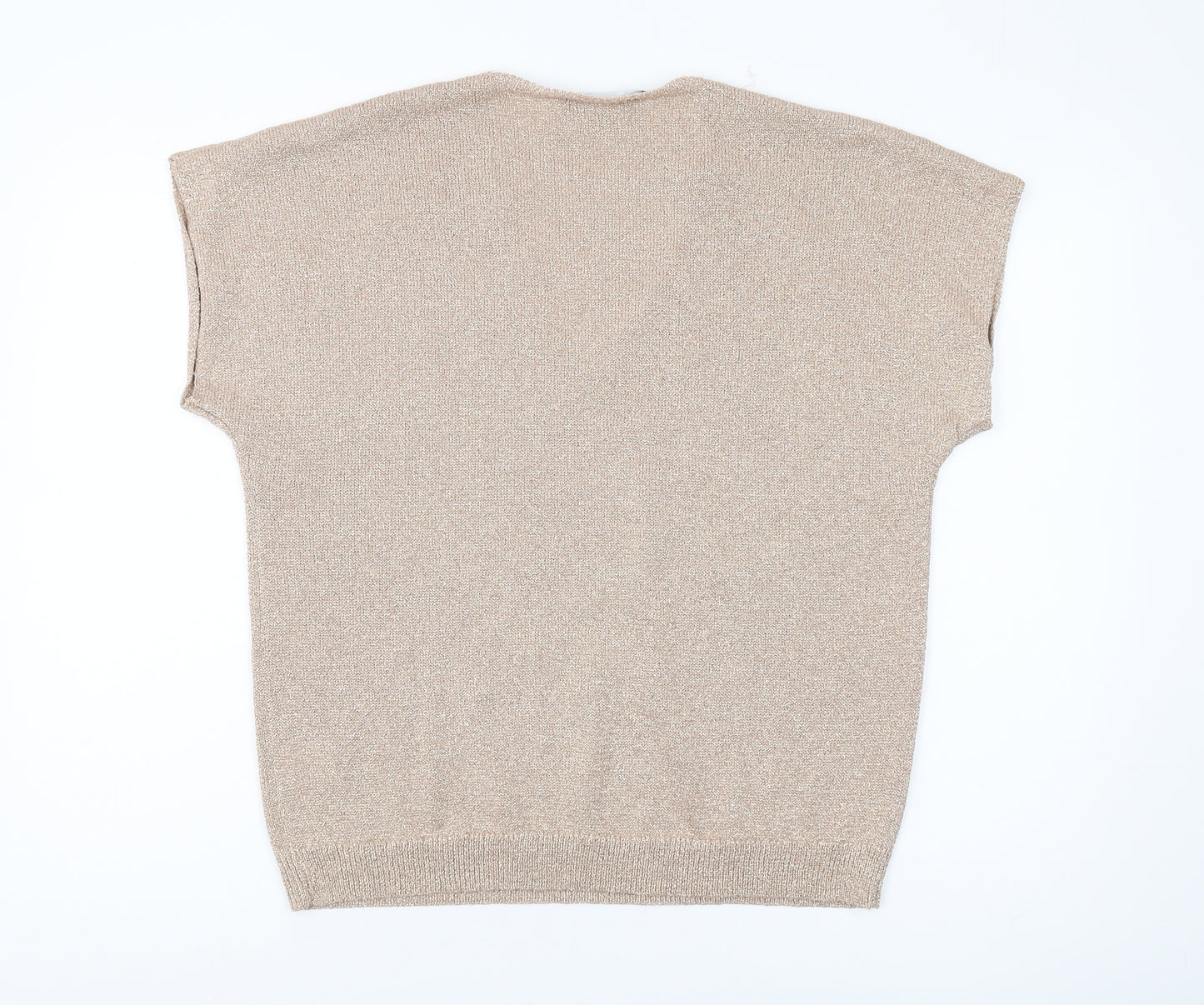 SOSANDAR Women's Beige Sleeveless V-Neck Pullover Jumper