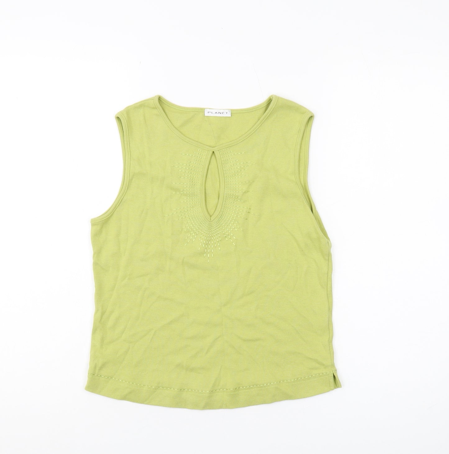 Planet Women's Green Cotton Sleeveless Tank Top S