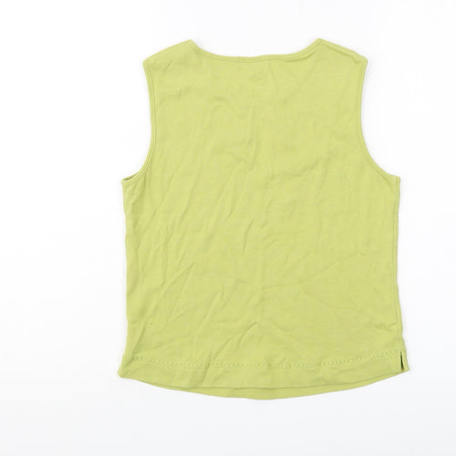 Planet Women's Green Cotton Sleeveless Tank Top S