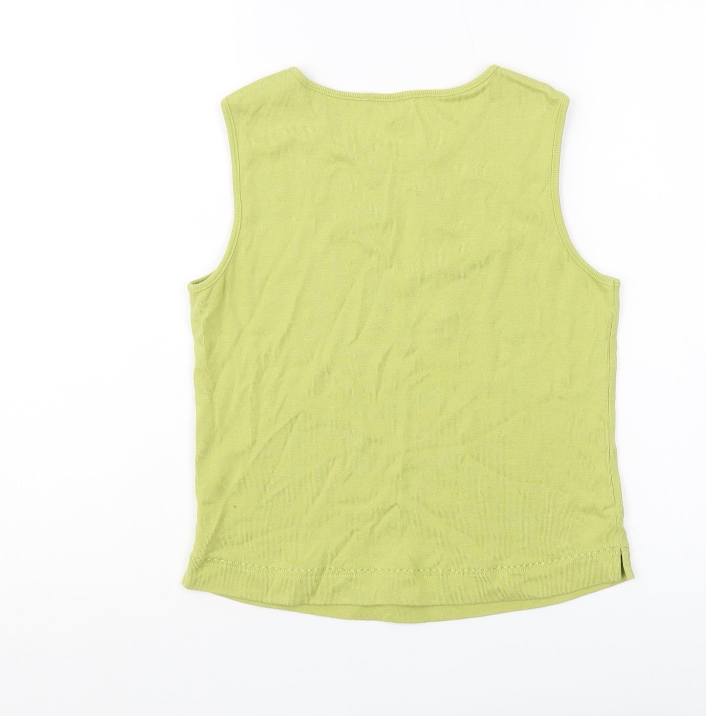 Planet Women's Green Cotton Sleeveless Tank Top S