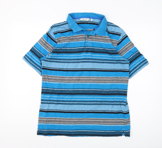 James Pringle Men's Blue Striped Polo Shirt Size M