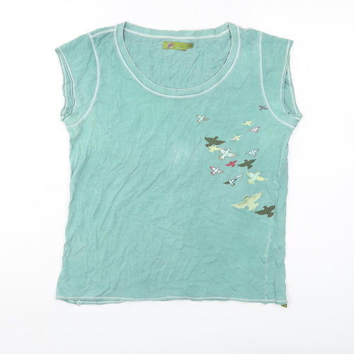 White Stuff Women's Green T-Shirt, Size 14, Casual Style