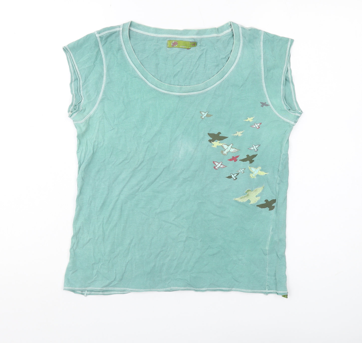 White Stuff Women's Green T-Shirt, Size 14, Casual Style