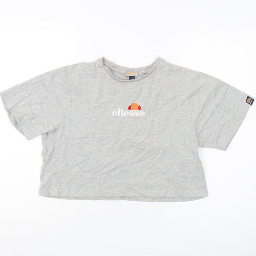 Ellesse Women's Grey Cropped T-Shirt Size 10