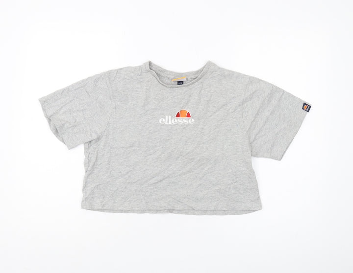 Ellesse Women's Grey Cropped T-Shirt Size 10