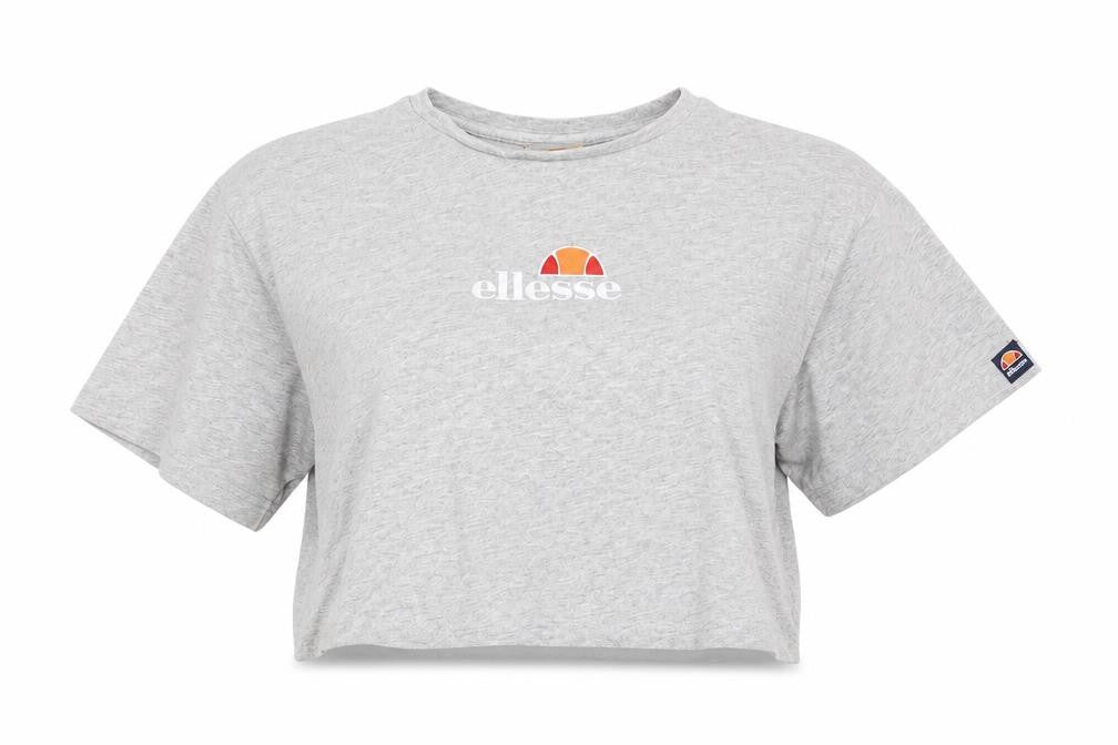 Front view of Ellesse Women's Grey Cropped T-Shirt, size 10