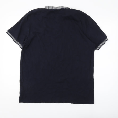 Next Men's Black XL Polo Shirt with Button Accents