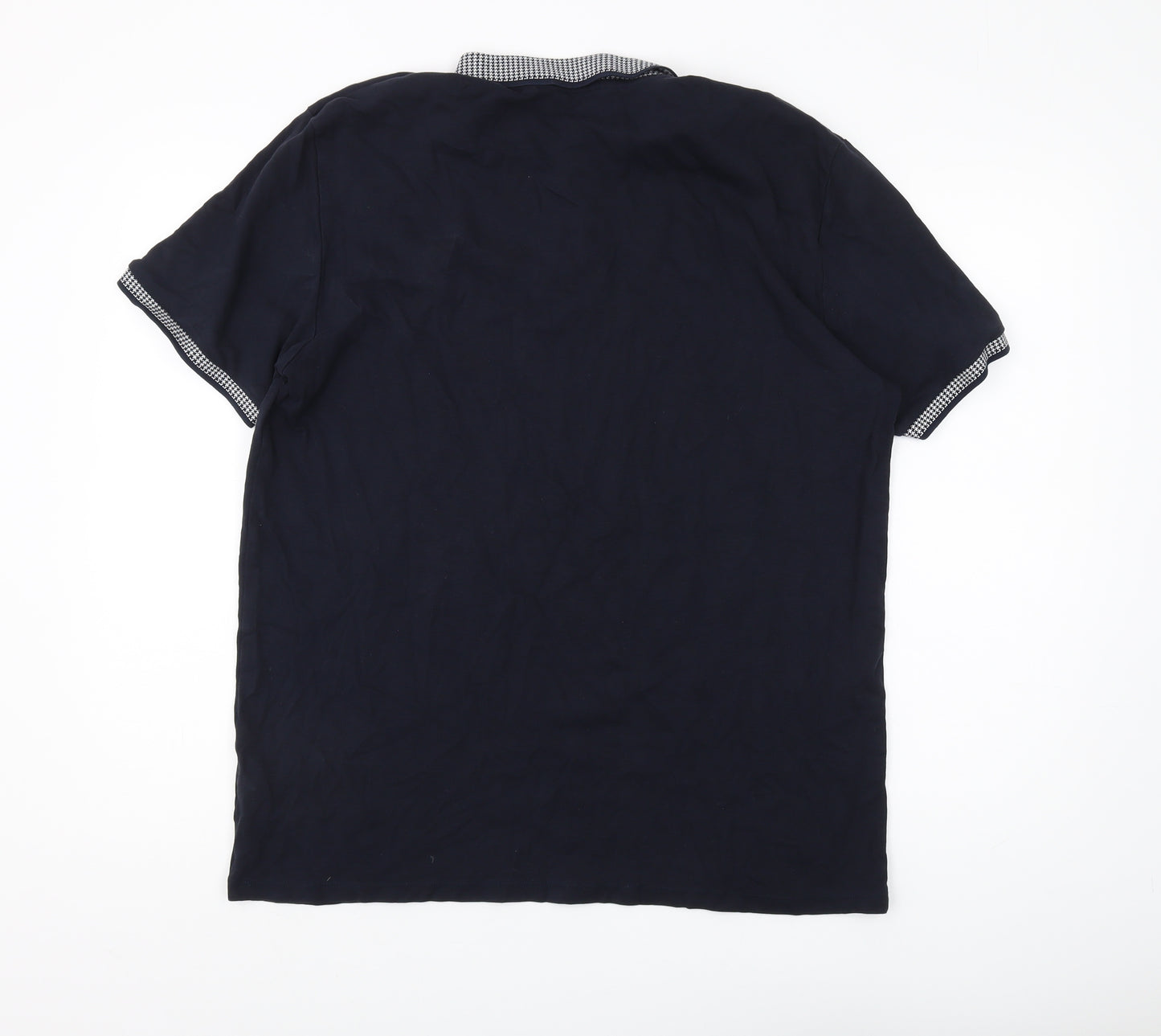 Next Men's Black XL Polo Shirt with Button Accents
