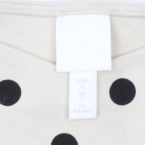 H&M Women's Beige Polka Dot Cropped Blouse, S