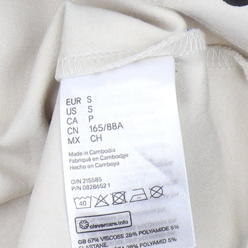 H&M Women's Beige Polka Dot Cropped Blouse, S