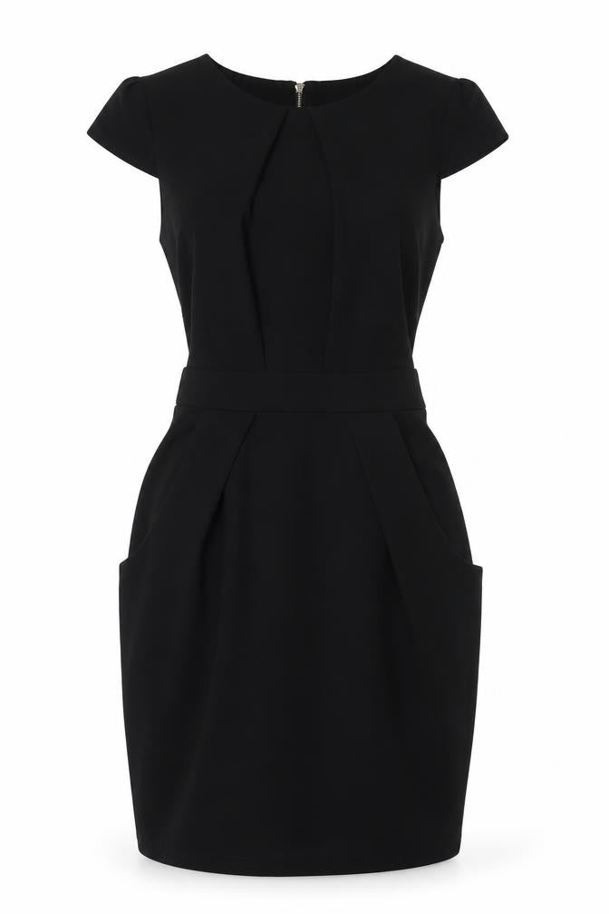 Front view of Voulez Vous Women's Black, size 8, Sheath Dress