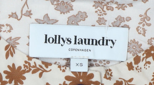 Lollys Laundry Women's Floral Beige Midi Shirt Dress XS