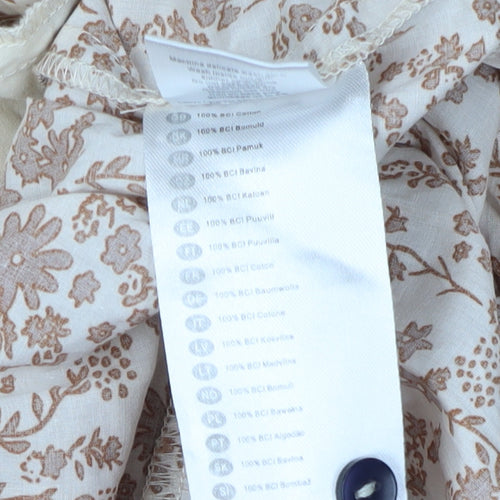 Lollys Laundry Women's Floral Beige Midi Shirt Dress XS