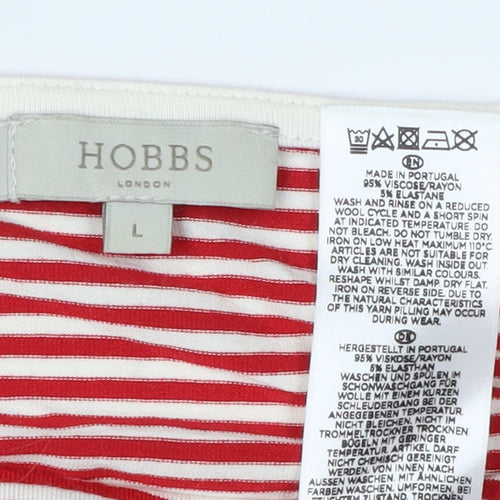 Hobbs Women’s Red Striped T-Shirt - Size L