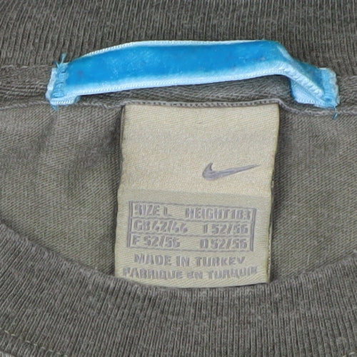 Nike Men's Green Long Sleeve Logo T-Shirt - Size L