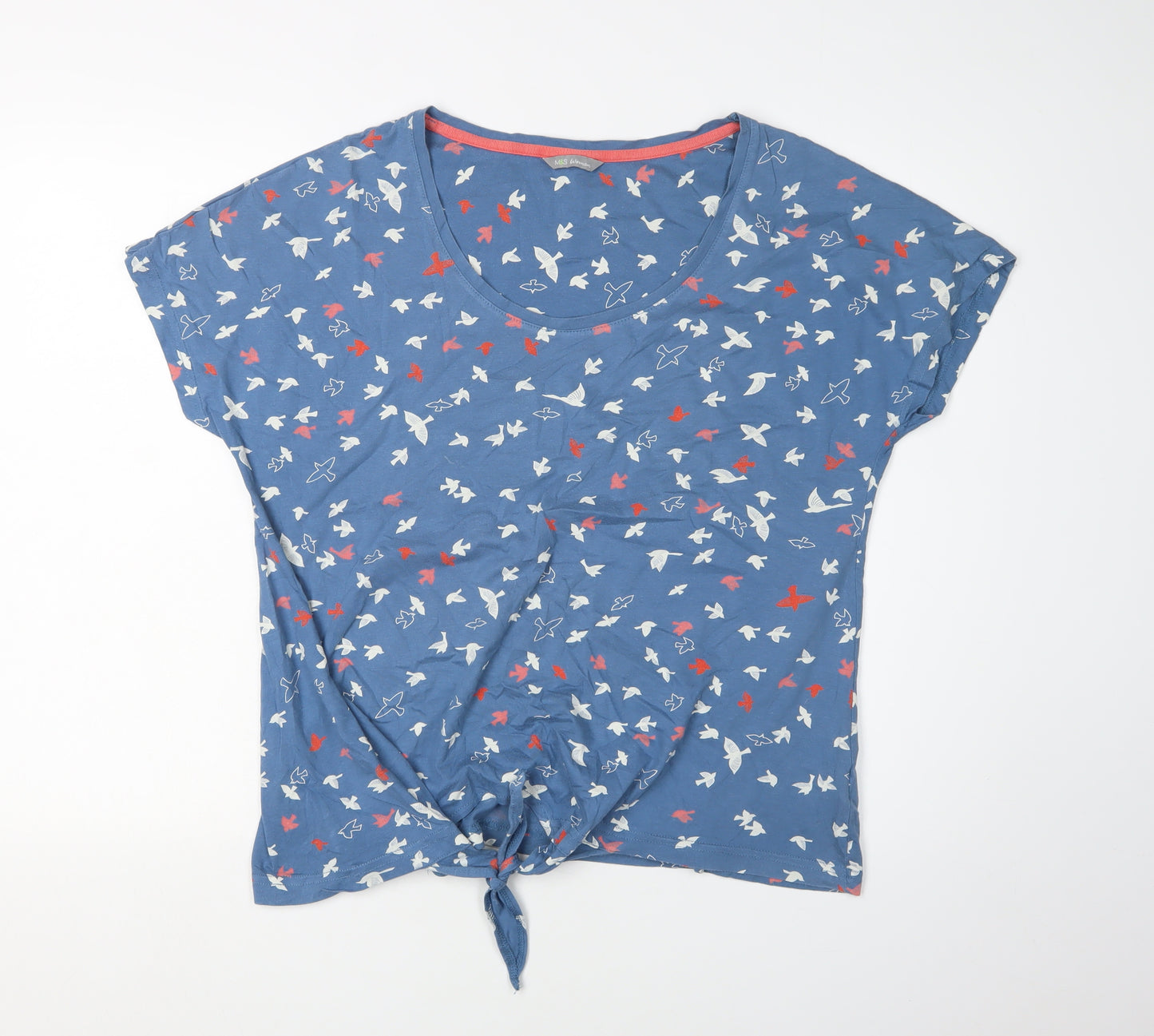 Marks and Spencer Women's Blue Bird T-Shirt Size 14