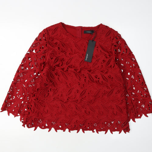 Marks and Spencer Women's Red Lace Tunic Blouse Size 10