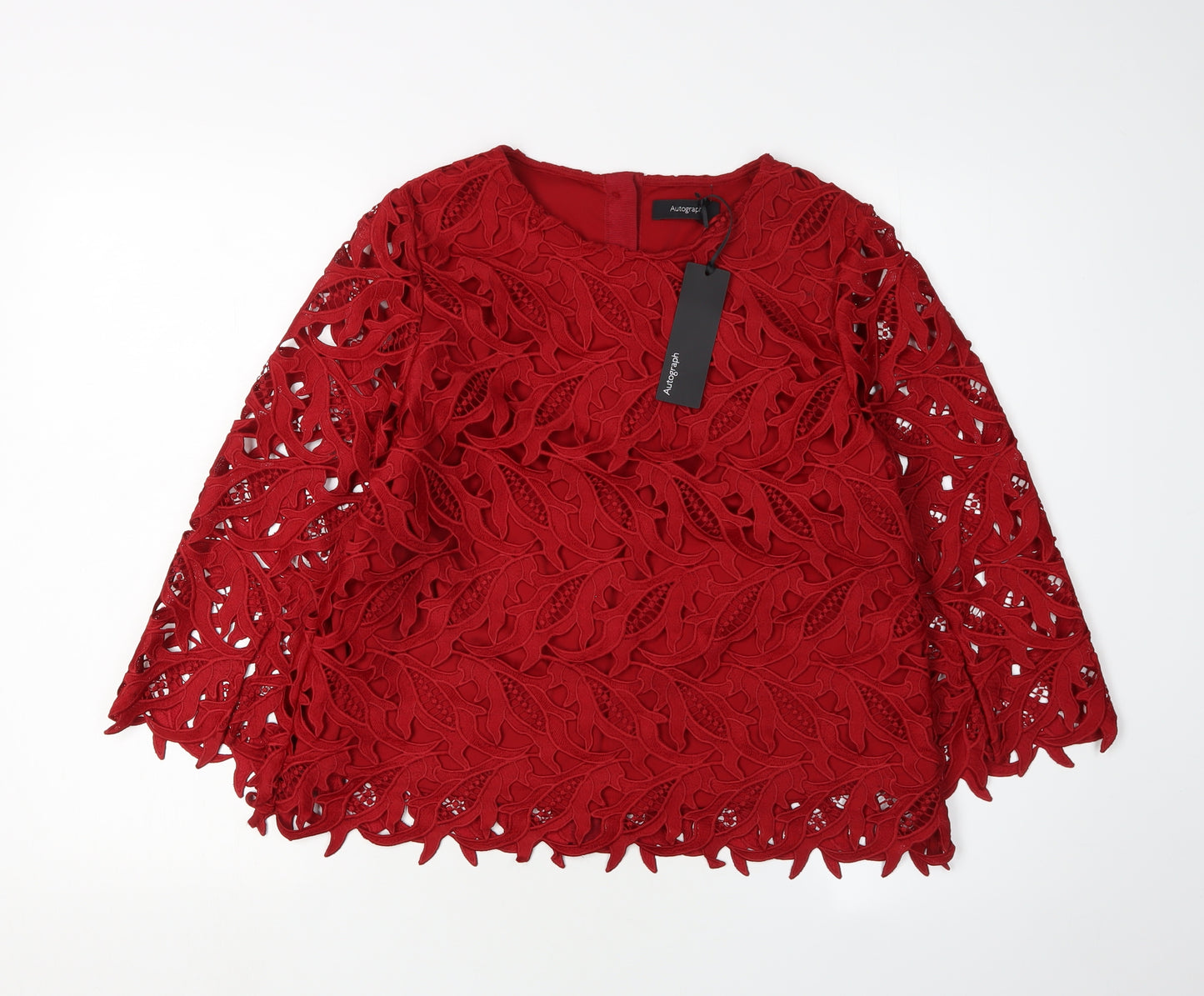 Marks and Spencer Women's Red Lace Tunic Blouse Size 10