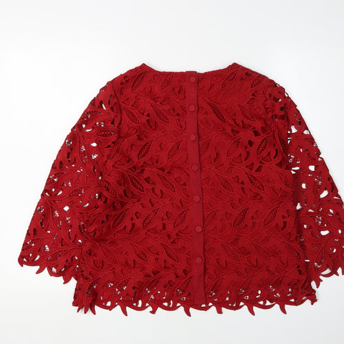 Marks and Spencer Women's Red Lace Tunic Blouse Size 10