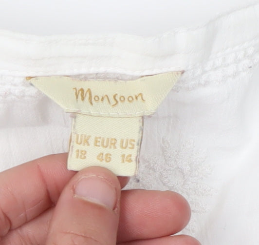 Monsoon Women's White Tunic Blouse Size 18