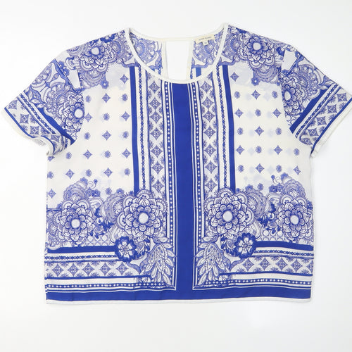 River Island Women's Blue Floral Blouse Size 12 Regular