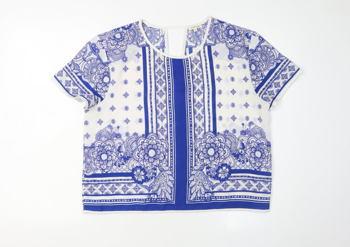 River Island Women's Blue Floral Blouse Size 12 Regular