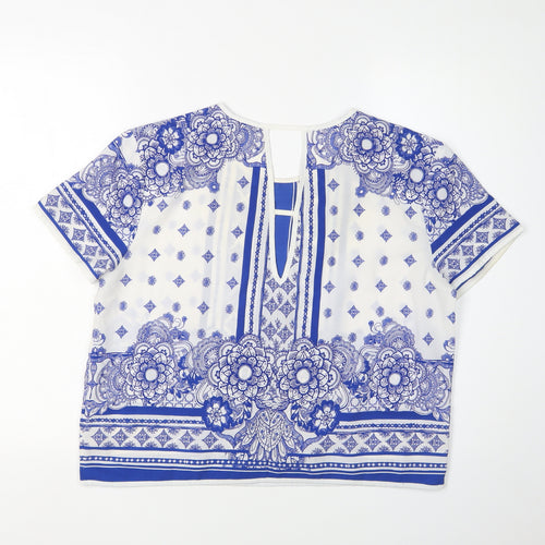 River Island Women's Blue Floral Blouse Size 12 Regular