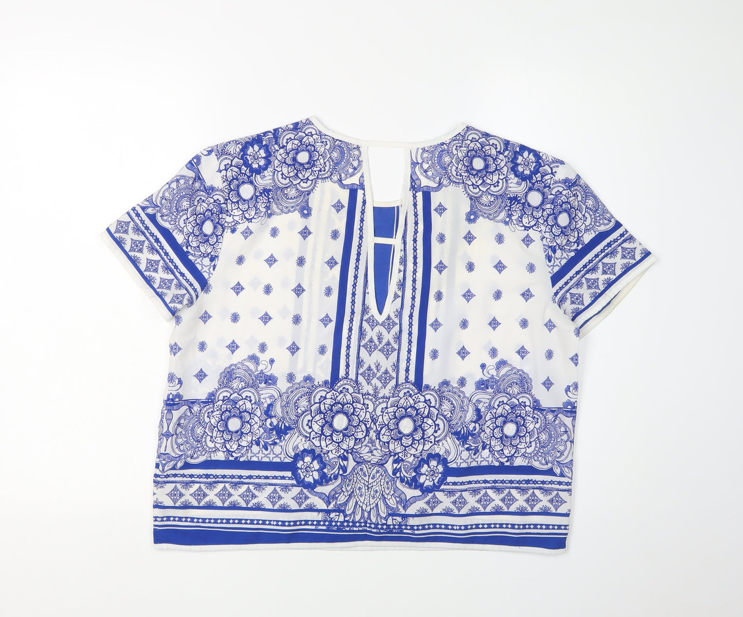 River Island Women's Blue Floral Blouse Size 12 Regular
